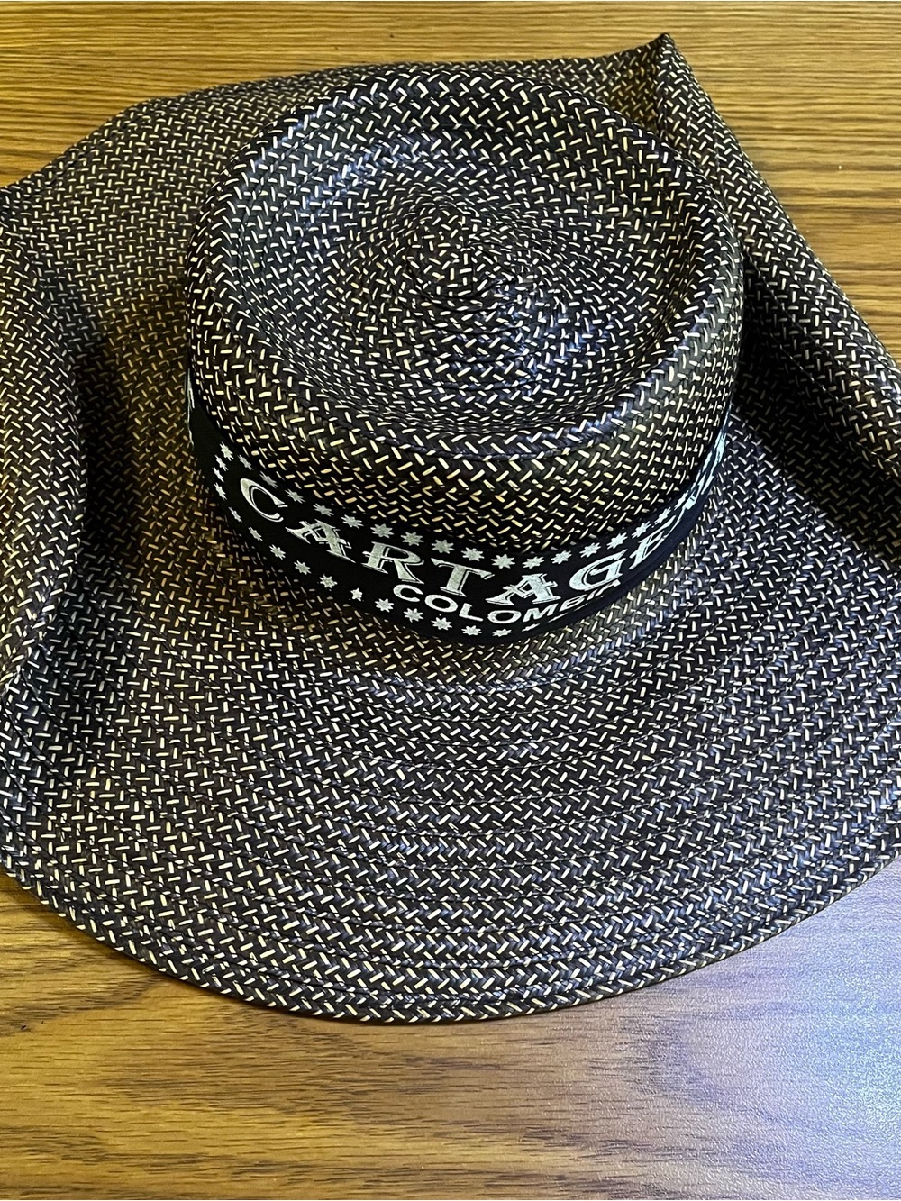 Cartagena Colombia Straw Sun Hat - Black & Natural